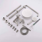 Bathroom Shower Column Set | SUS 304 Stainless Steel Bathroom Shower System | Wall Mounted Adjustable Triple Function Shower Faucet Brushed Nickel