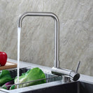 Folding Kitchen Faucet Brushed Nickel Stainless Steel Kitchen Faucet 360 Degree Swivel Single Handle Kitchen Sink Faucet