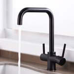 Contemporary Kitchen Sink Faucet | Dual Handle Brass Kitchen Faucets with Drinking Water Function | Deck-Mounted Kitchen Mixer In 3 Colors