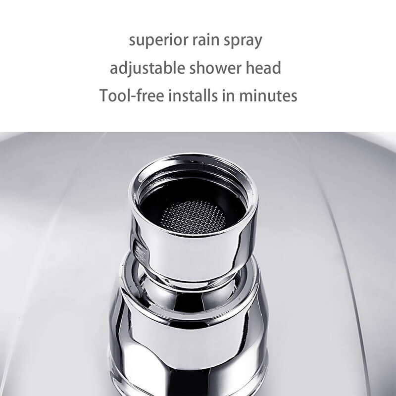 Shower Head | High Pressure Air-Injection Rainfall Adjustable Shower heads | Anti-Clog Rain Shower head Chrome - WELQUEEN