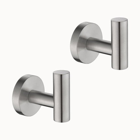 2 Pack Bath Towel Hooks Wall Mounted Robe Hook for Bathroom Kitchen SUS304 Stainless Steel Coat Clothes Hooks Rustproof - WELQUEEN