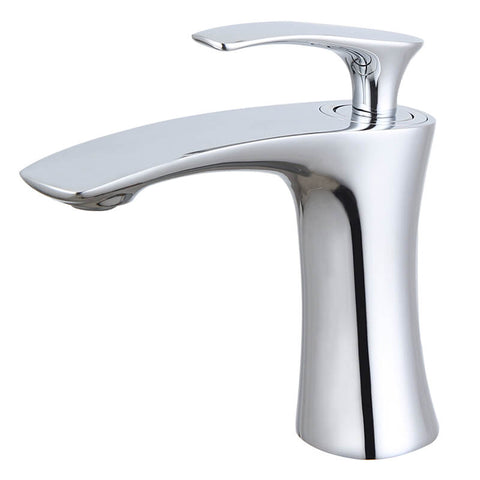 Modern Brass Basin Faucet | Single Handle Bathroom Sink Vessel Faucet | Single Hole Basin Mixer Taps Chrome Plating - WELQUEEN