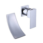 Wall Mounted Brass Waterfall Lavatory Sink Faucet Concealed Waterfall Basin Mixer Hot and Cold Tap