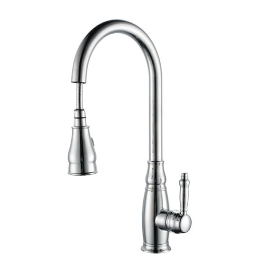 Solid Brass Pull Out Kitchen Faucet | Single Handle Kitchen Faucet | Multi-Function Sprayer Head 360 Degree Swivel Kitchen Sink Faucet - WELQUEEN