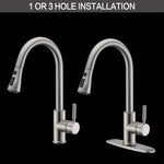 Single Handle High Arc Brushed Nickel Pull Out Kitchen Faucet Single Level Stainless Steel Kitchen Sink Faucets with Pull Down Sprayer