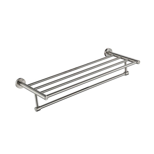 Bathroom Towel Bar | Wall Mounted Stainless Steel Single Towel Bar | Round Style Towel bar Holder Brush Nickel Finished - WELQUEEN