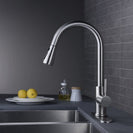 Single Handle High Arc Brushed Nickel Pull Out Kitchen Faucet Single Level Stainless Steel Kitchen Sink Faucets with Pull Down Sprayer