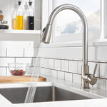 Pull Out Kitchen Faucets with Sprayer | 360° Rotating Stainless Steel Hot Cold Kitchen Sink Faucet