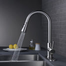 Single Handle High Arc Brushed Nickel Pull Out Kitchen Faucet Single Level Stainless Steel Kitchen Sink Faucets with Pull Down Sprayer