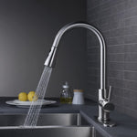 Single Handle High Arc Brushed Nickel Pull Out Kitchen Faucet Single Level Stainless Steel Kitchen Sink Faucets with Pull Down Sprayer