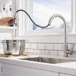 Pull Out Kitchen Faucets with Sprayer | 360° Rotating Stainless Steel Hot Cold Kitchen Sink Faucet