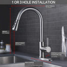 Single Handle High Arc Brushed Nickel Pull Out Kitchen Faucet Single Level Stainless Steel Kitchen Sink Faucets with Pull Down Sprayer