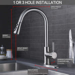 Single Handle High Arc Brushed Nickel Pull Out Kitchen Faucet Single Level Stainless Steel Kitchen Sink Faucets with Pull Down Sprayer