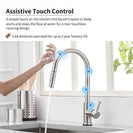 Touch On Kitchen Faucets with Pull Down Sprayer | Single Handle Kitchen Sink Faucet | Stainless Steel Touch Activated Faucet