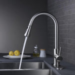 Single Handle High Arc Brushed Nickel Pull Out Kitchen Faucet Single Level Stainless Steel Kitchen Sink Faucets with Pull Down Sprayer