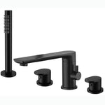 Brush Gold Deck Mount Roman Tub and Shower Trim Kit with Single-Spray Shower Head 3&4 Hole Bathroom Waterfall Bathtub Faucet