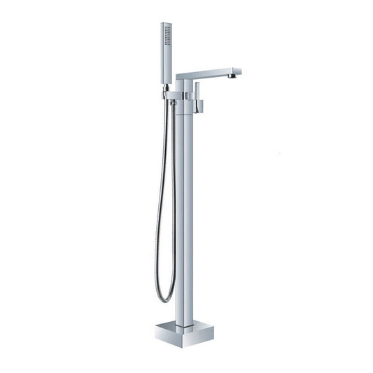 Freestanding Bathtub Faucet | Tub Filler Floor Mounted Brass Bathtub Faucet | Bathtub Faucet Single Handle With Handheld Shower Chrome Plating - WELQUEEN