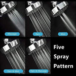 Shower Head | High Pressure 4 Inch Shower Head | 5-setting Adjustable Shower Head | Rain Shower Head Bathroom Powerful Shower Head Water Saving