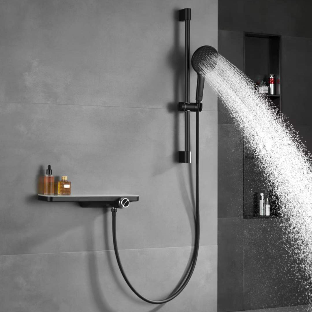 Adjustable 3 Function Black Shower Riser Slide Bar with Hand Held Shower & Hose Wall Mount Shower Sliding Bar Set - WELQUEEN HOME DECOR