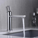 New Basin Faucets Chrome Brass Bathroom Sink Faucet Key Push-Button Style Brush Gold Hot and Cold Water Tap