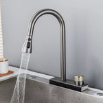 Waterfall Grey Sink Kitchen Faucet Hot Cold Mixer Wash Basin Multiple Water Outlets Rotation Flying Rain Tap Single Hole