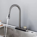 Waterfall Grey Sink Kitchen Faucet Hot Cold Mixer Wash Basin Multiple Water Outlets Rotation Flying Rain Tap Single Hole