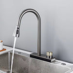 Waterfall Grey Sink Kitchen Faucet Hot Cold Mixer Wash Basin Multiple Water Outlets Rotation Flying Rain Tap Single Hole