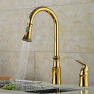 Modern Brass Single Handle Dual Hole Kitchen Faucet | Pull Down Sprayer Spring Kitchen Faucet Dual Function Kitchen Sink Faucet
