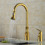 Modern Brass Single Handle Dual Hole Kitchen Faucet | Pull Down Sprayer Spring Kitchen Faucet Dual Function Kitchen Sink Faucet