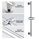SUS304 Adjustable Shower Slide Bar Handheld Shower Rail Slide Bar Set Wall Mounted Round Style Shower Rail Set