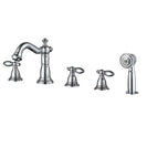 Brass Bathroom Tub Faucet | Deck Mounted Widespread 5 Holes Waterfall Bathtub Faucet