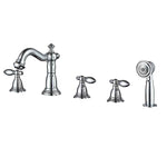 Brass Bathroom Tub Faucet | Deck Mounted Widespread 5 Holes Waterfall Bathtub Faucet