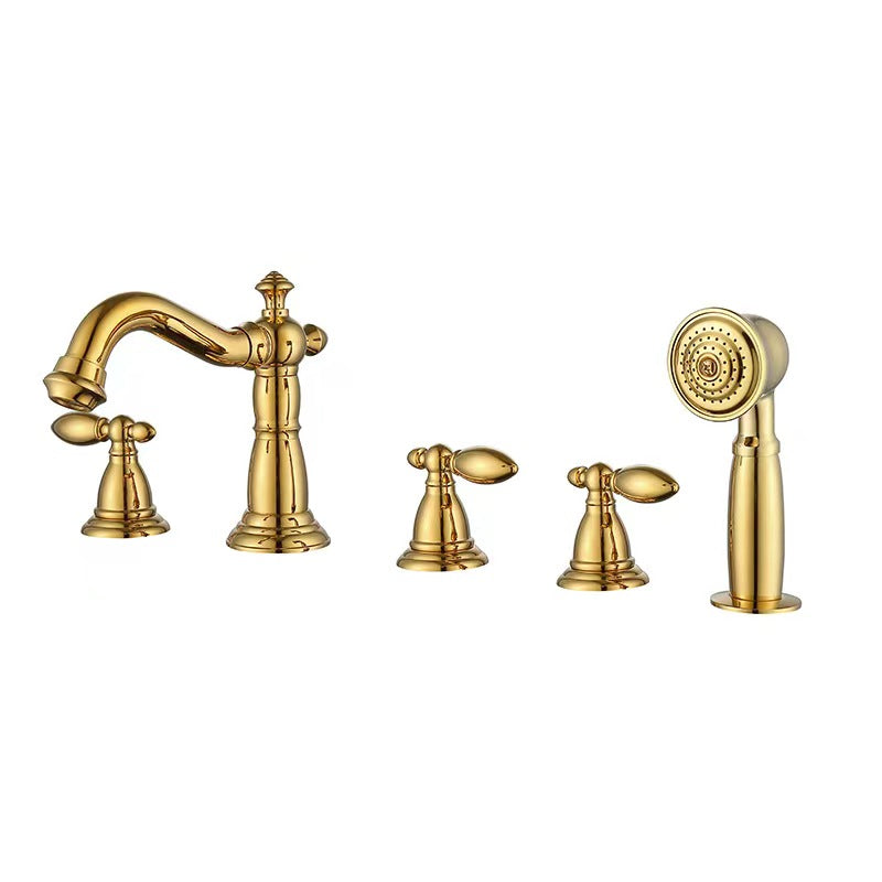 Brass Bathroom Tub Faucet | Deck Mounted Widespread 5 Holes Waterfall Bathtub Faucet - WELQUEEN HOME DECOR