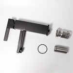 Bathroom Basin Faucet Stainless Steel Fashion Black Copper Bottom Square Single Hole Baking Paint Cold Hot Sink Taps