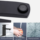 Bathroom Basin Faucet Stainless Steel Fashion Black Copper Bottom Square Single Hole Baking Paint Cold Hot Sink Taps