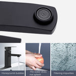 Bathroom Basin Faucet Stainless Steel Fashion Black Copper Bottom Square Single Hole Baking Paint Cold Hot Sink Taps