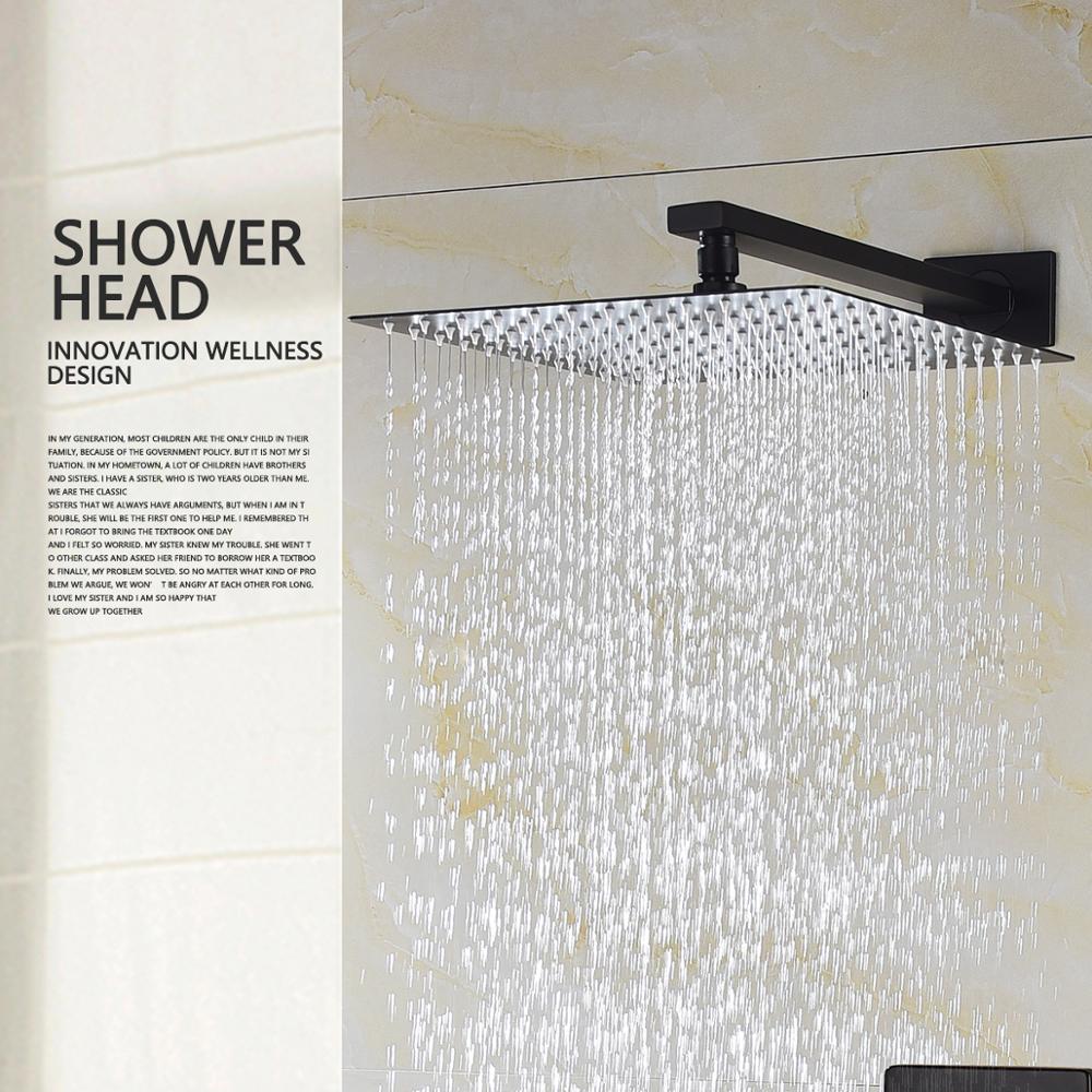 Black Shower Combo Set Stainless Steel Shower Systems with Rain Shower and Handheld Shower Trim Kit with Rough-In Valve - WELQUEEN