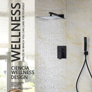 Black Shower Combo Set Stainless Steel Shower Systems with Rain Shower and Handheld Shower Trim Kit with Rough-In Valve