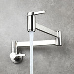 Brass Kitchen Faucet Wall Mount Pot Filler Faucet 360 Rotatable Folding Lengthened with Double Joint Swing Arms Cold Water Tap