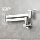 Brass Kitchen Faucet Wall Mount Pot Filler Faucet 360 Rotatable Folding Lengthened with Double Joint Swing Arms Cold Water Tap