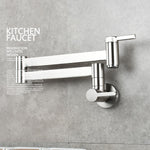 Brass Kitchen Faucet Wall Mount Pot Filler Faucet 360 Rotatable Folding Lengthened with Double Joint Swing Arms Cold Water Tap