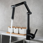 Brass Pot Filler Faucet Deck Mounted Three-Section Extension Folding Kitchen Faucet triple Joint Swing Arm For Hot and Cold