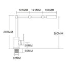 Brass Pot Filler Faucet Deck Mounted Three-Section Extension Folding Kitchen Faucet triple Joint Swing Arm For Hot and Cold