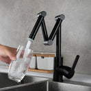 Brass Pot Filler Faucet Deck Mounted Three-Section Extension Folding Kitchen Faucet triple Joint Swing Arm For Hot and Cold