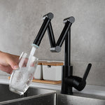 Brass Pot Filler Faucet Deck Mounted Three-Section Extension Folding Kitchen Faucet triple Joint Swing Arm For Hot and Cold