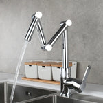Brass Pot Filler Faucet Deck Mounted Three-Section Extension Folding Kitchen Faucet triple Joint Swing Arm For Hot and Cold