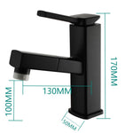 Brass Pulldown Basin Faucet with Pull Out Sprayer Single Lever Faucet for Bathroom Hot and Cold Water Faucet