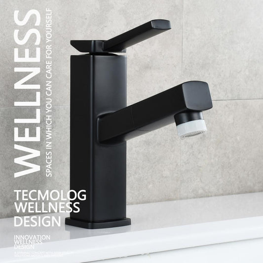 Brass Pulldown Basin Faucet with Pull Out Sprayer Single Lever Faucet for Bathroom Hot and Cold Water Faucet - WELQUEEN