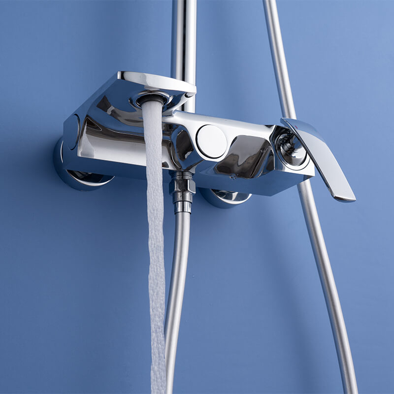 Round Style Shower Faucet In Wall 8" Brass Rainfall Bath Shower Set Chrome Bathroom Shower Column Set - WELQUEEN HOME DECOR