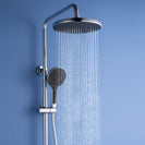 Round Style Shower Faucet In Wall 8" Brass Rainfall Bath Shower Set Chrome Bathroom Shower Column Set